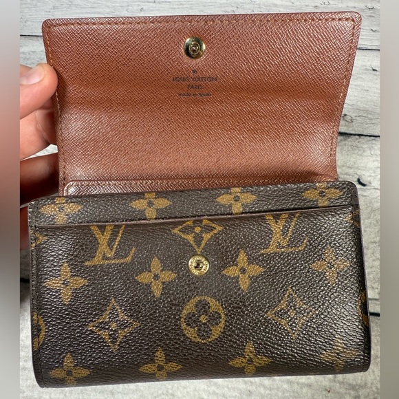 Louis Vuitton Porte Tresor Etui Papier Trifold Wallet Brown Monogram Canvas - Picture 8 of 15